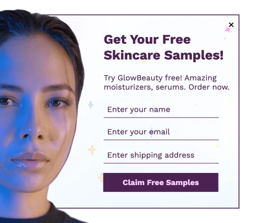 Free Skincare Samples Offer Popup Template for New Visitors