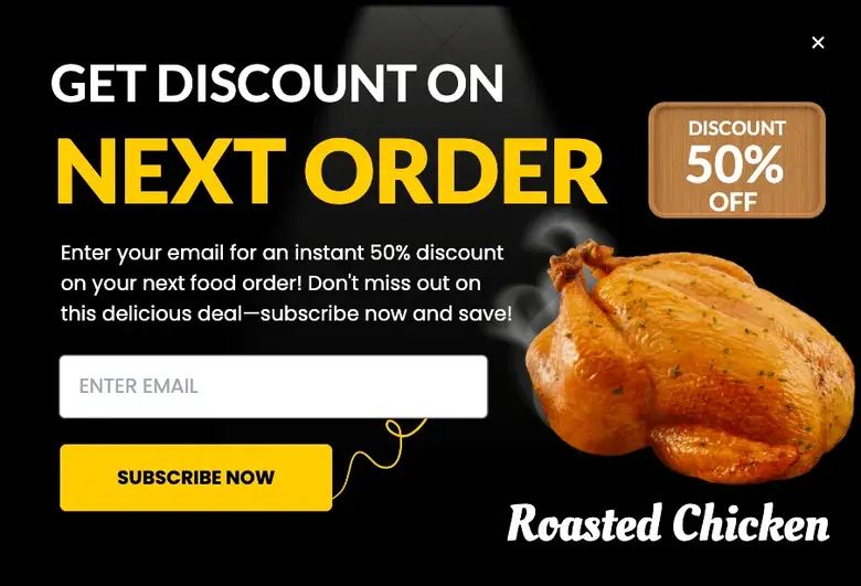 Save on Your Next Food Order Popup Template to Grow Your Email List