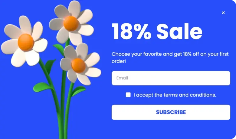 Special Savings Popup Template for New Customers