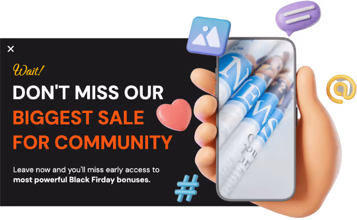 Community Black Friday Exit-Intent Popup Template for Saving At-Risk Visitors