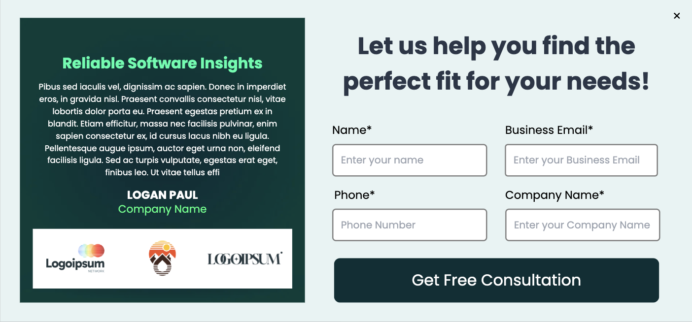 Consultation Offer Popup Template for Engagement