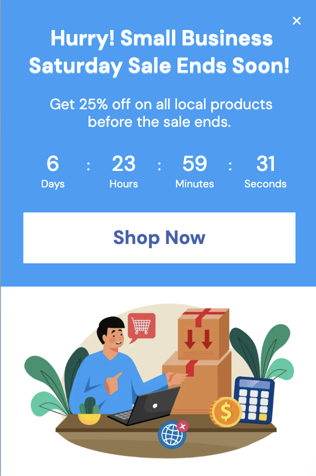 Small Business Saturday Countdown Popup Template for More Sales