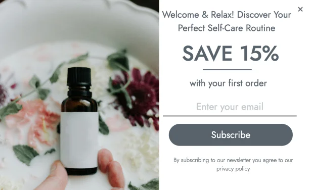 Exclusive Discount Popup Template for Promoting Self-Care