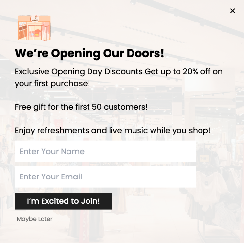 New Store Opening Joining Form