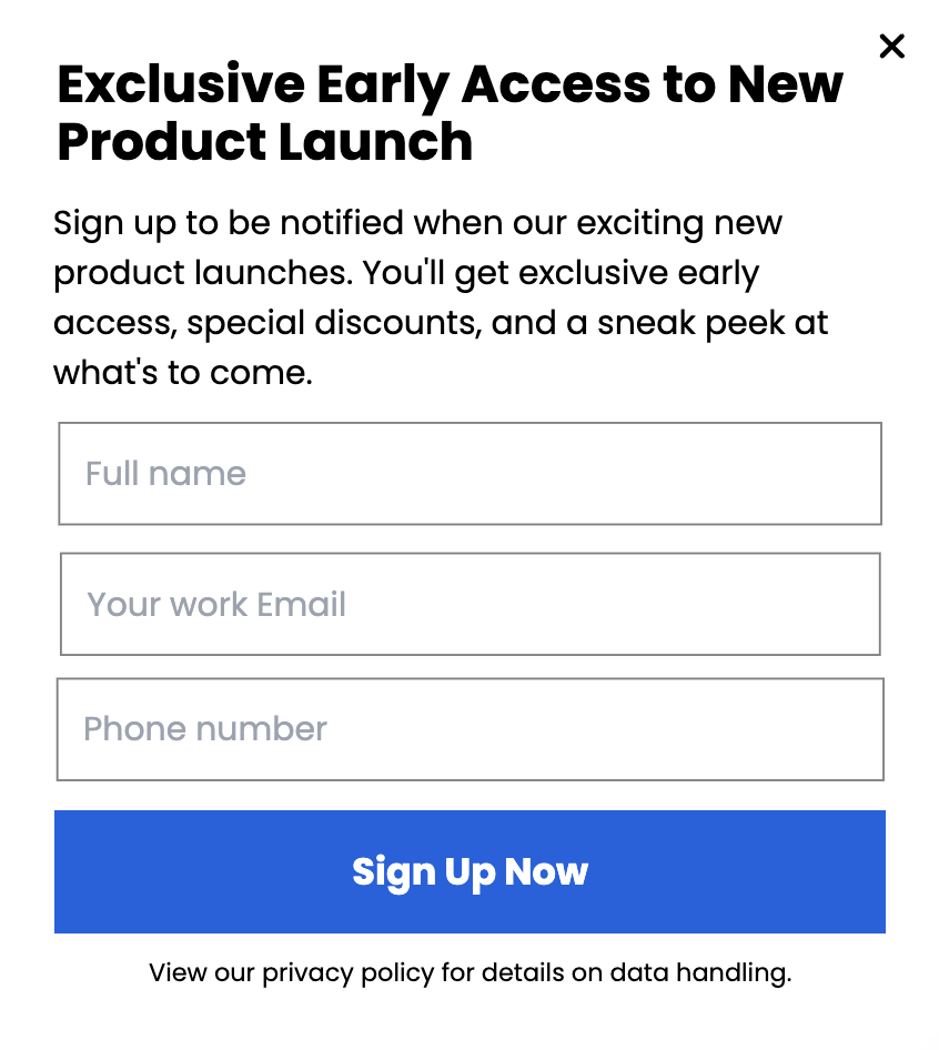 Early Access Signup Sidebar Template (Product Launch)