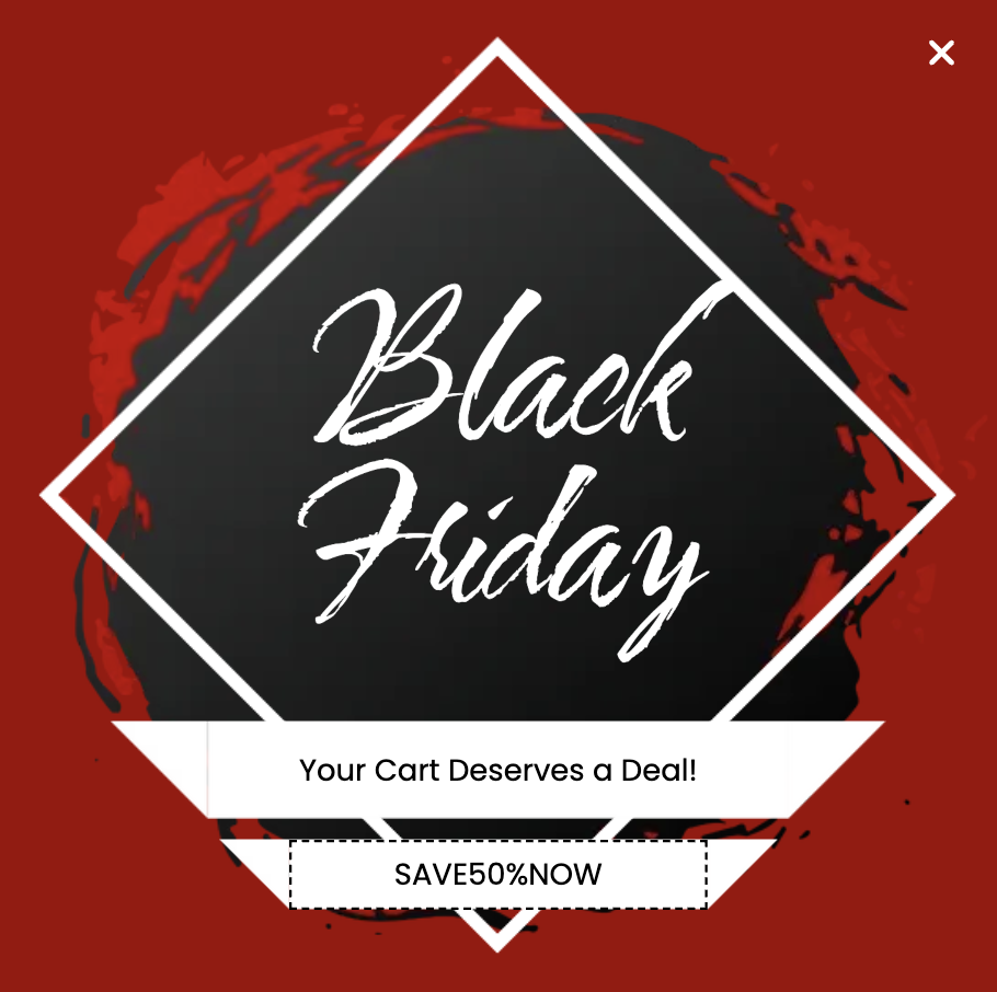 Black Friday Coupon Code Popup Template for Increasing Retention