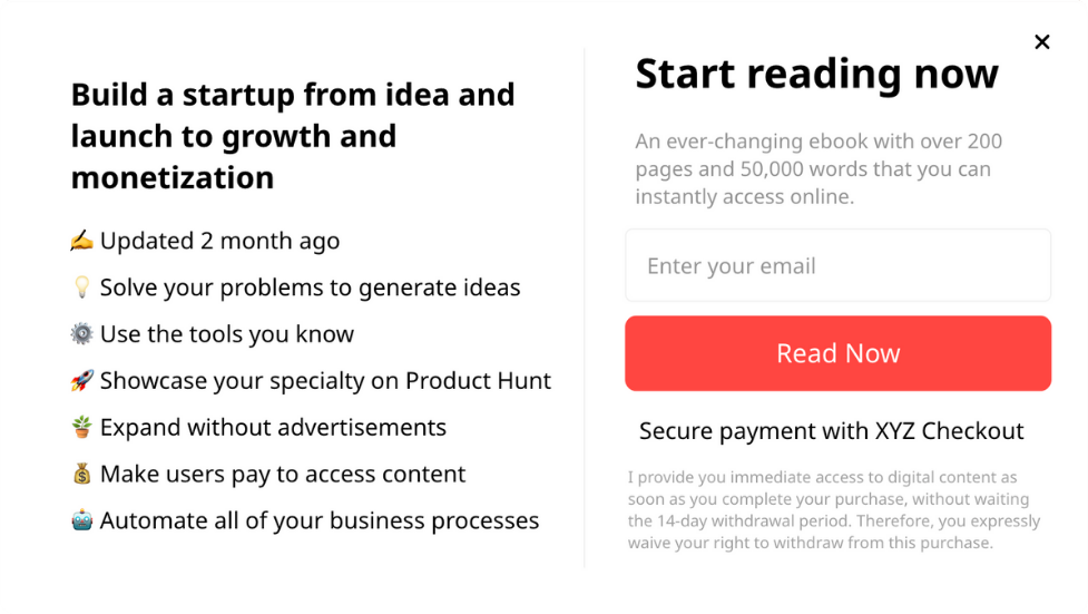 Startup Guide Email Signup Popup Template