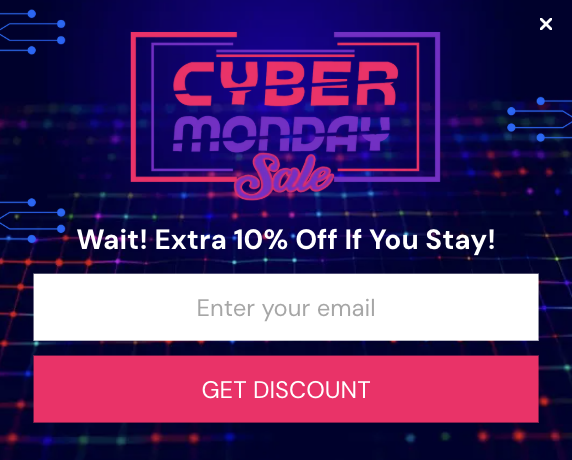 Cyber Monday Discount Popup Template for Signups