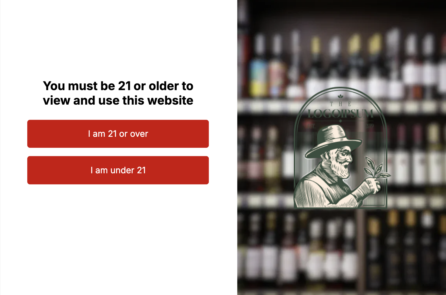 Fullscreen Age Gate Popup Template (Compliance)