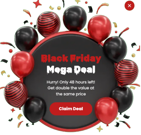 Black Friday Mega Discount Popup Template for Shoppers