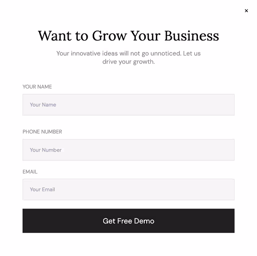 Business Growth Consultation Popup Template for Free Demo Conversions