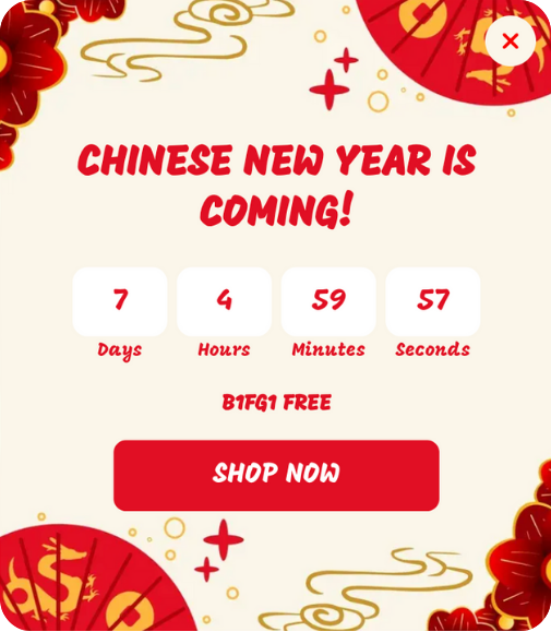 Chinese New Year Countdown Popup Template for Engagement