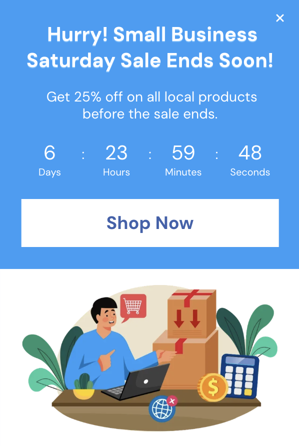 Small Business Saturday Countdown Popup Template for More Sales