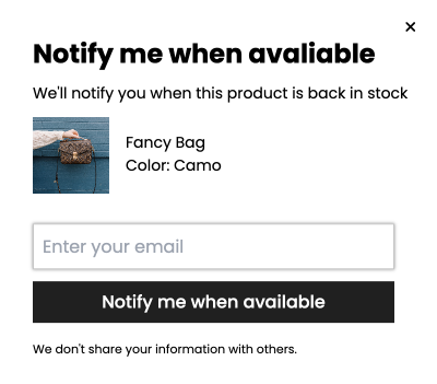 Back in Stock Alerts (Notify Me)