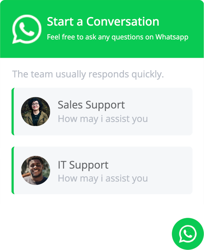 WhatsApp Help Desk Widget Template for Immediate Queries