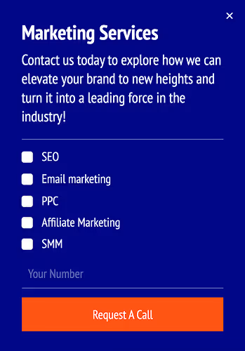 Marketing Services Call Request Popup Template for Agency Lead Generation