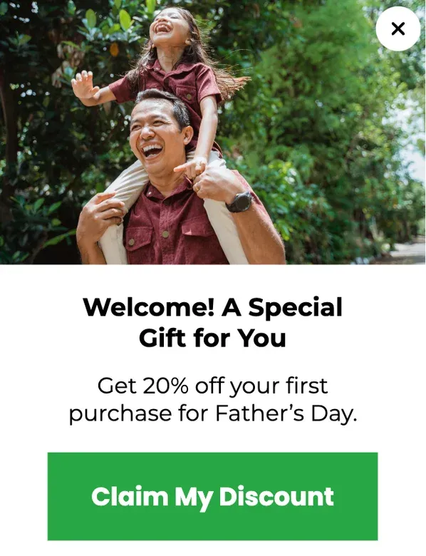 Father's Day New Visitors Discount Popup Template