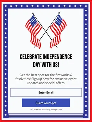 Independence Day Celebration Embeded Popup Template for Event Signup