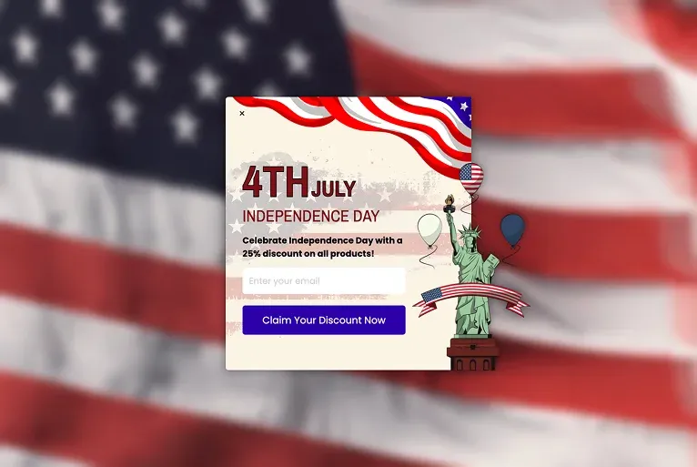 4th of July Full-Screen Popup Template for Discounts