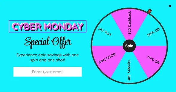 Cyber Monday Spin Wheel Gamified Popup Template