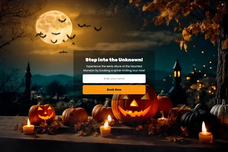 Halloween Full Screen Booking Popup Template