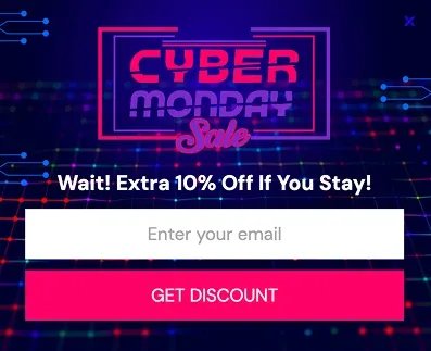 Cyber Monday Signup Popup Template for Extra Discount