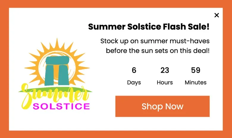 Summer Solstice Bumper Deal Popup Template