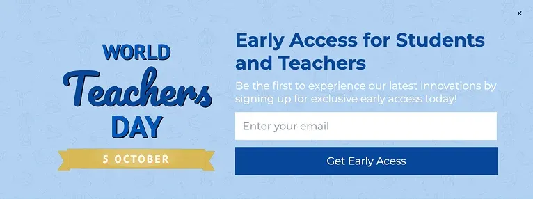 World Teacher's Day Early Access Half-Screen Popup Template