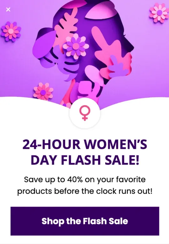 International Women’s Day Flash Sale Popup Template