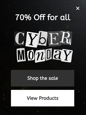 Cyber Monday Shop-the-Sale Sidebar Popup Template