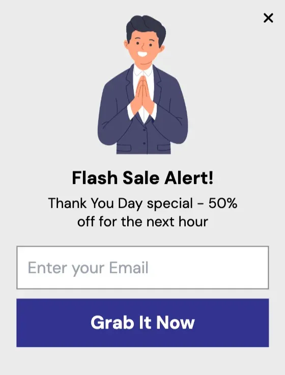 Thank You Day Flash Sale Alert with Signup Form Popup Template