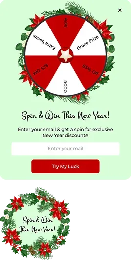 New Year Spin & Win Deals Gamified Multi-Step Inline Popup Template