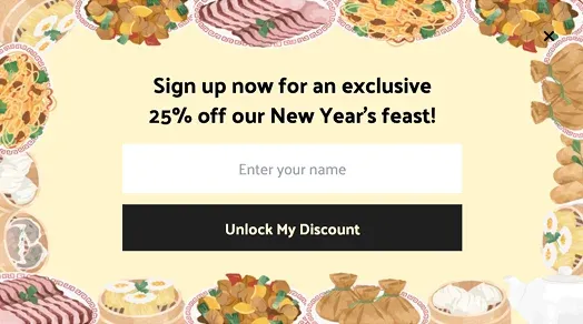 New Year’s Feast Discount Lightbox Popup Template to Enjoy Exclusive Savings