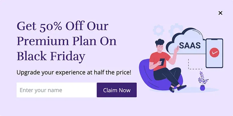 Black Friday Exclusive Deals Popup Template for Email List