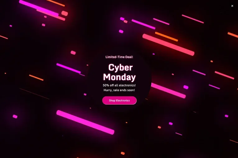 Cyber Monday Full Screen Popup Template: Limited-Time Deal