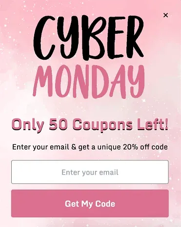 Cyber Monday Signup Popup Template for Limited Coupons Offer