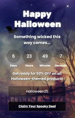 Halloween Countdown Deal Alert Popup Template