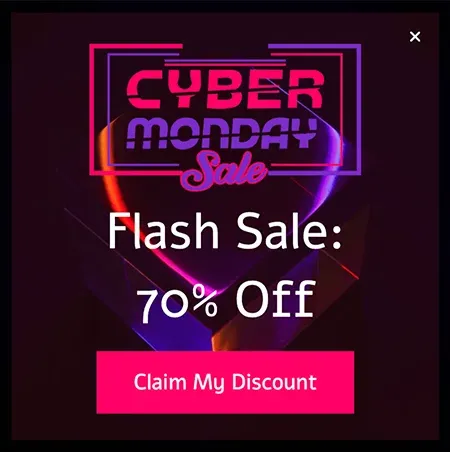 Cyber Monday Flash Sale Lightbox Popup Template