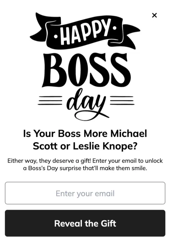 Boss's Day Gift Surprise Sidebar Template for Email Capture