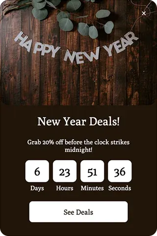 New Year Countdown Timer Deals Popup Template