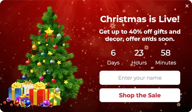 Christmas Countdown Sale Popup Template for Last-Minute Shoppers