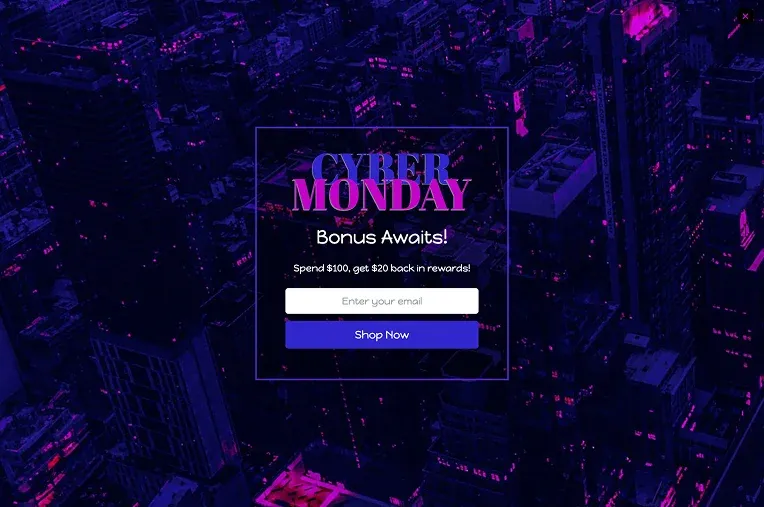 Cyber Monday Bonus Offer Full Screen Popup Template