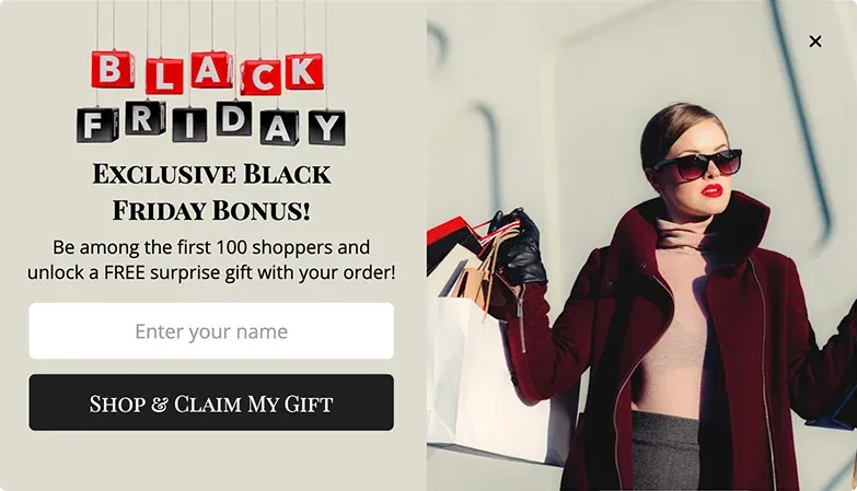 Black Friday Free Gift for 100 Shoppers Popup Template