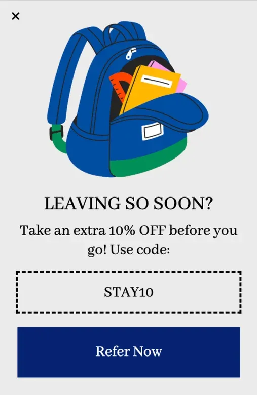 Back to School Exit Intent Coupon Popup Template