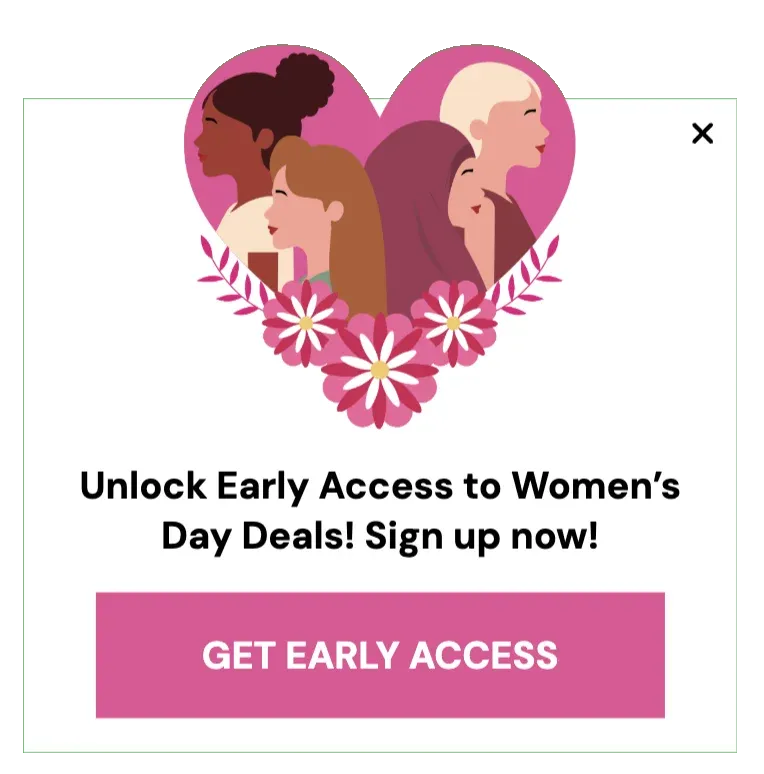 International Women’s Day Early Access Popup Template for Deals!