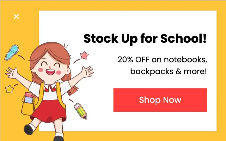 Back to School Accessories Sales Popup Template