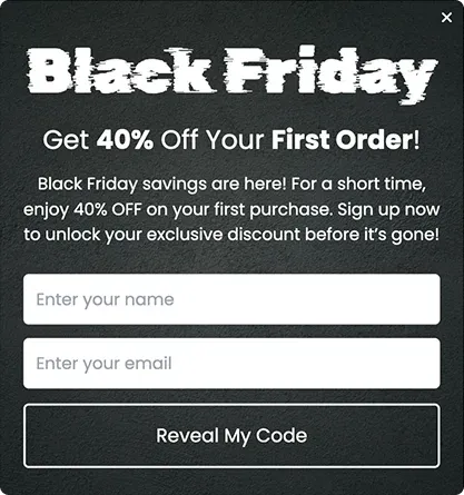 Black Friday First Order Popup Template