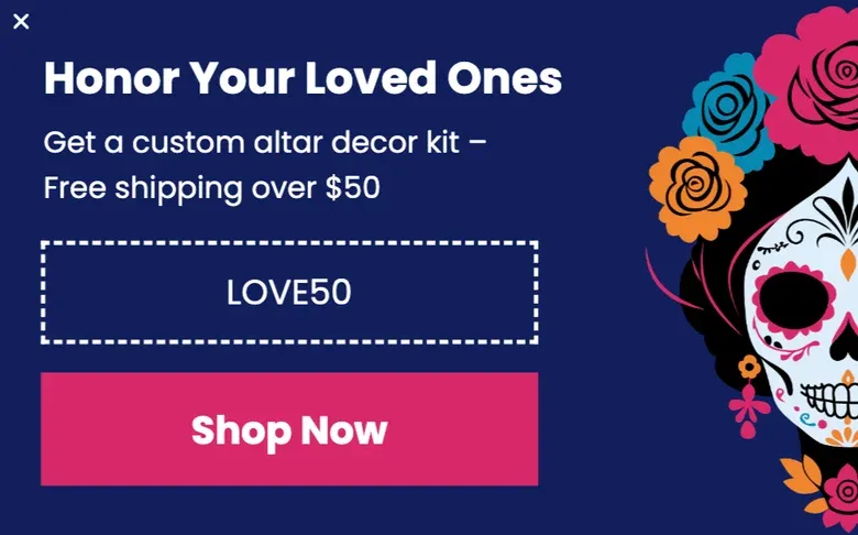 Day of the Dead Horrify Coupon Code Popup Template