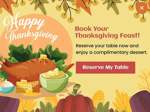 Thanksgiving Popup Template for Table Reservations