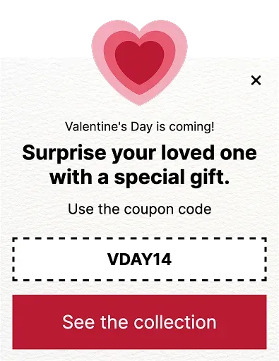 Valentine's Day Coupon Promotion Popup Template